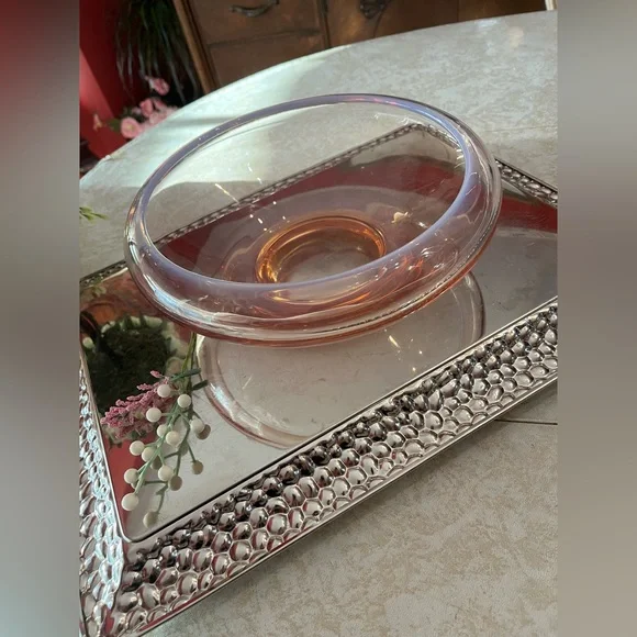 FOSTORIA SEASCAPE OPALESCENT PINK Floating Bowl 8½” to 10½” Rim 1959-70